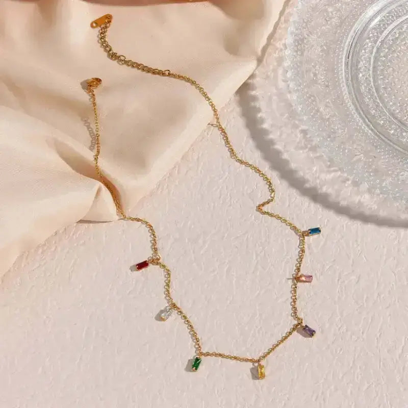 Multicolore zircon necklace