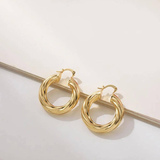 Trendy twisted thick hoop earrings