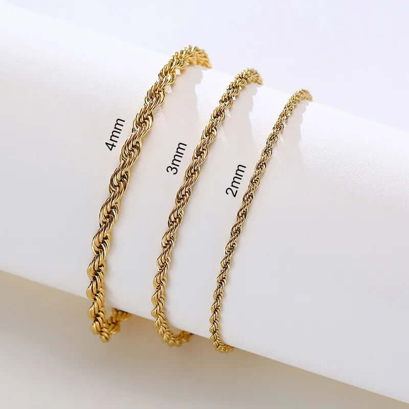 Twised Rope Chain - Gold Plated Stainless Steel