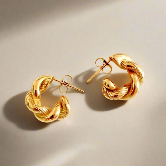Twisted chunky round hoop earrings